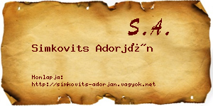 Simkovits Adorján névjegykártya